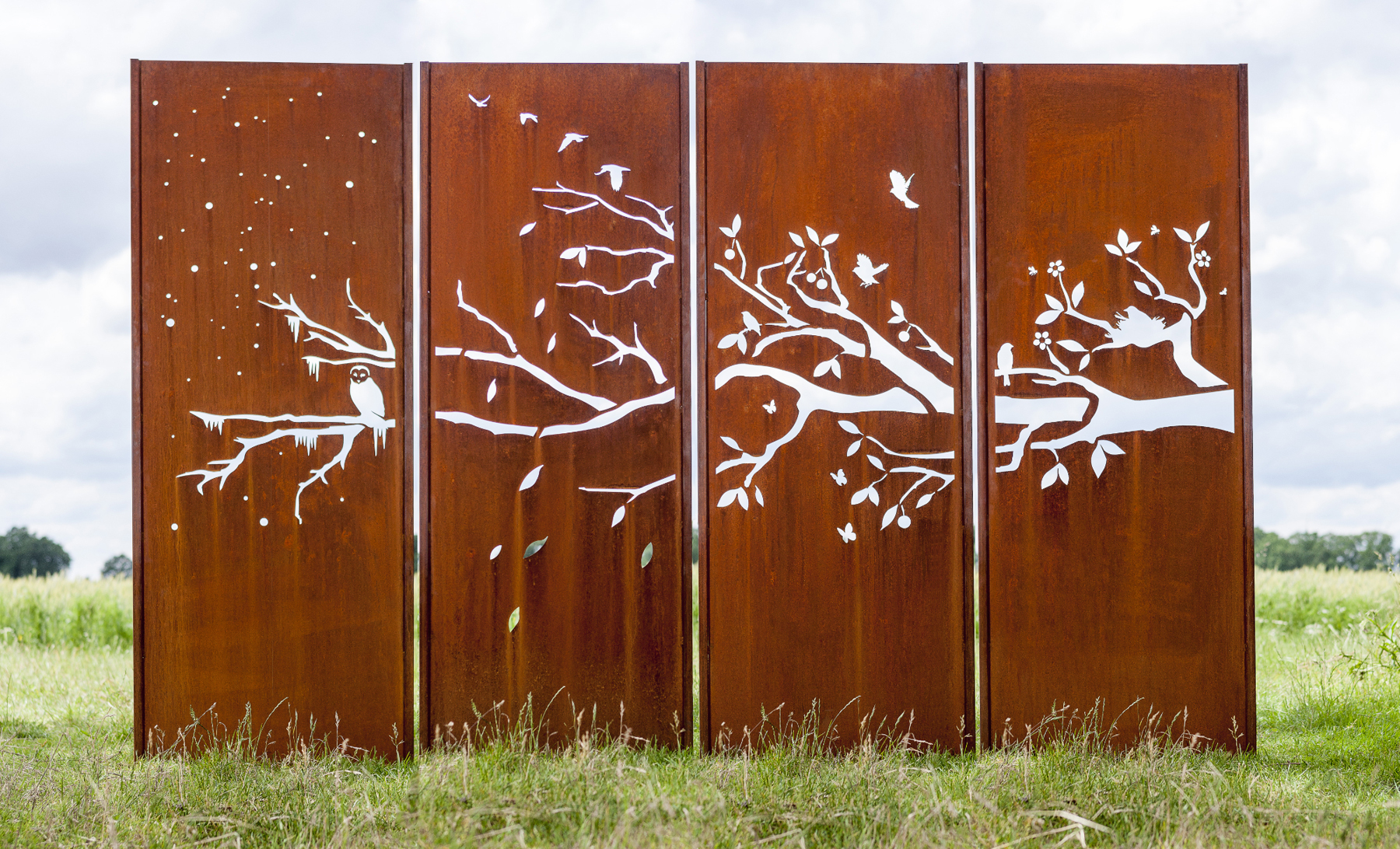 Gartenwand 4 Jahreszeiten - Atelier 51 Sichtschutz kaufen Vierteiler