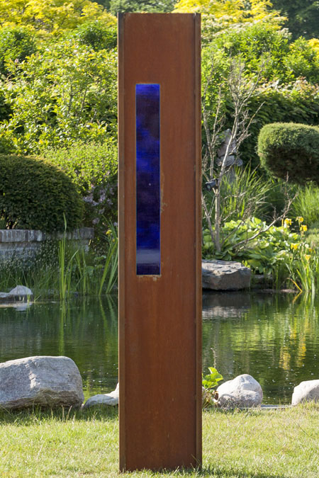 Gartenwand mit Glas Rechteck blau 35×195 cm
