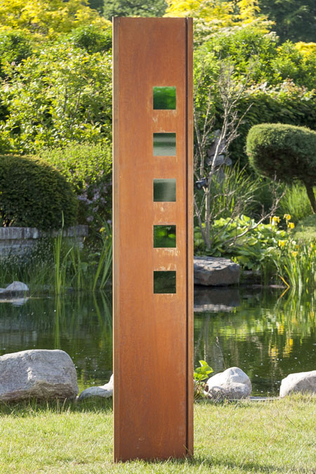 Gartenwand mit Glas Quadrat grün 35×195 cm