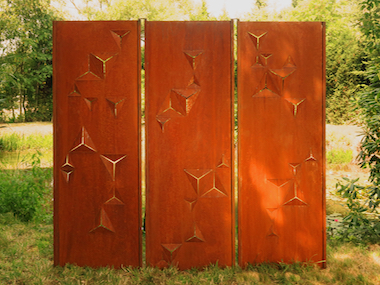 Gartenwand Triptychon Dreieck<br>225×195 cm