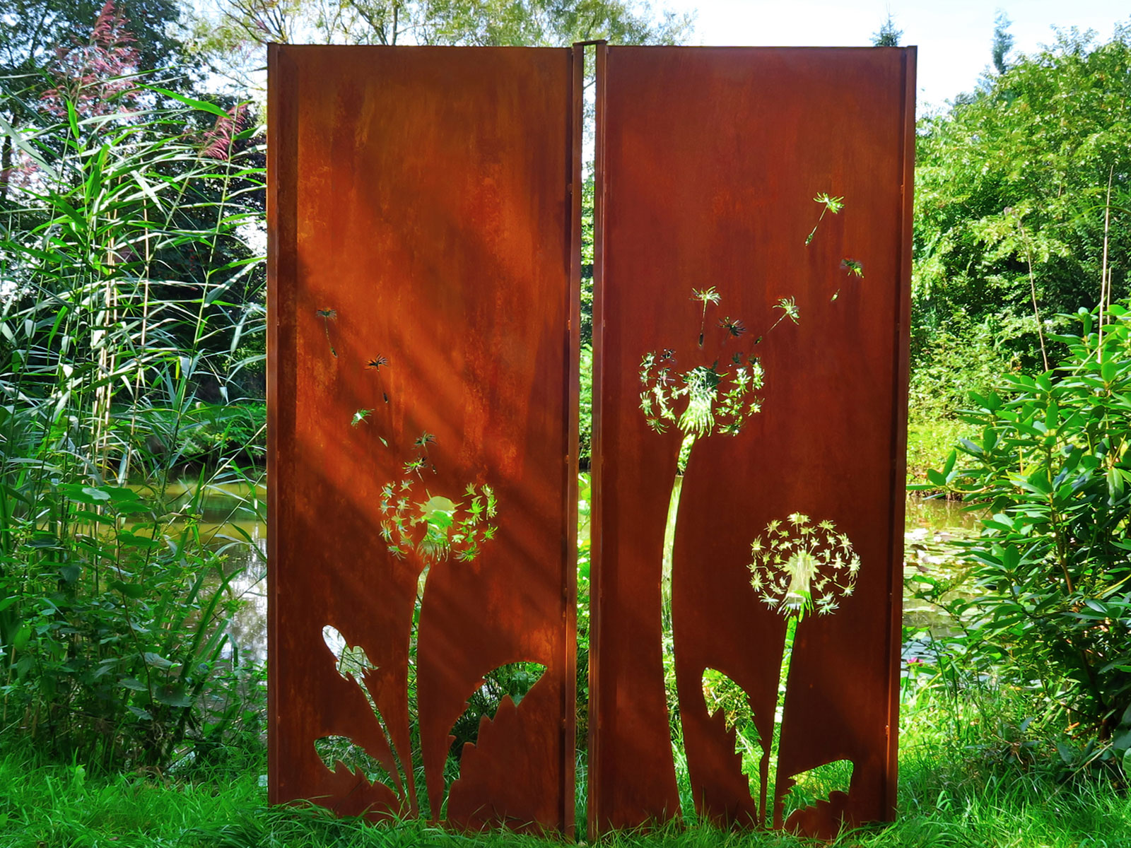 Gartenwand Diptychon Pusteblume<br>150 x 195 cm